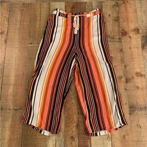 Volcom womens size medium wide leg striped cropped lightweight pant